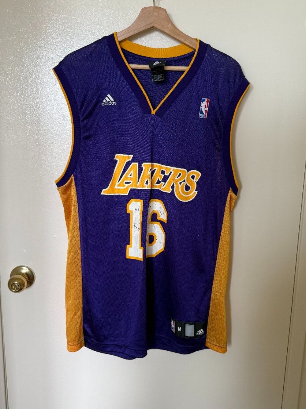 Adidas x NBA Los Angeles Lakers Pau Gasol 16 Purple Jersey Tank Top M